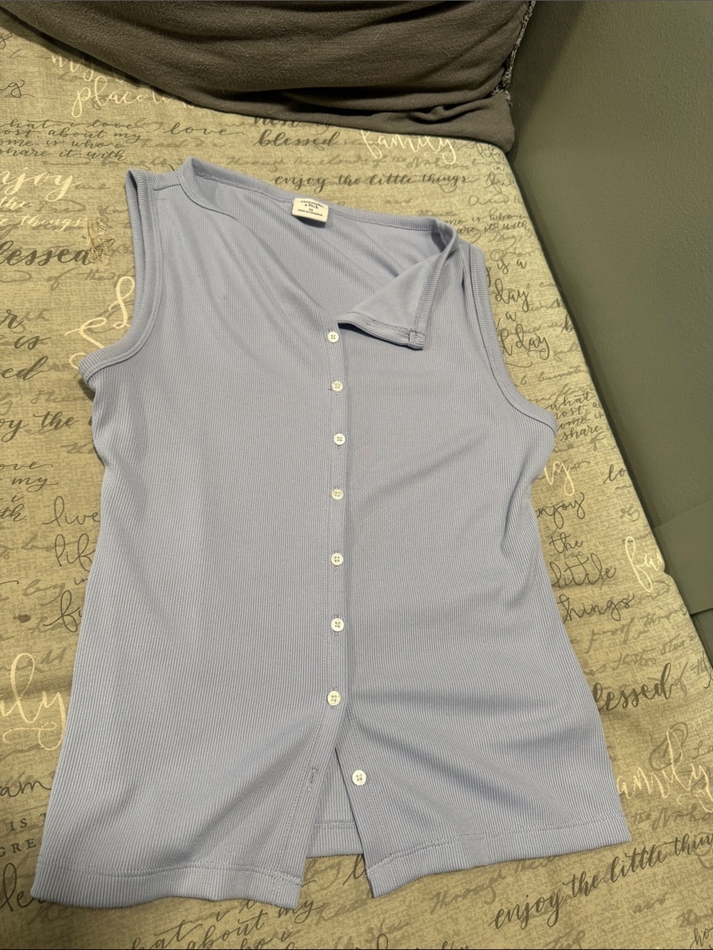 Abercrombie & Fitch Light Blue Ribbed Button-Front Tank